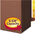 Smead End Tab Pocket, Reinforced Straight Cut Tab, 5 1/4 Expansion, Extra Wide Legal Size, Redrope with Dark Brown Gusset, 10 per Box 74691 Dark Brown Gusset Legal
